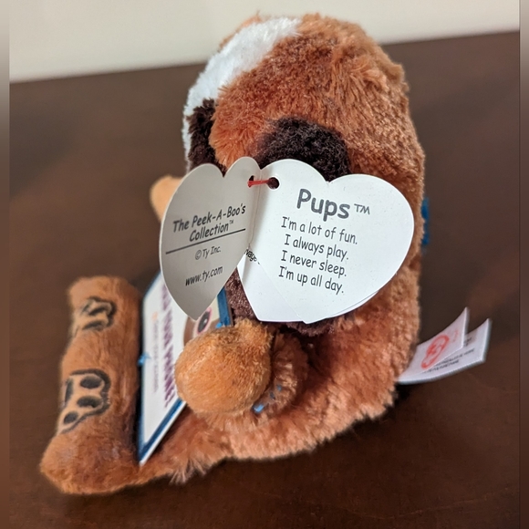 TY Peek A Boos Pups Phone Holder Beanie Boo New Plush Dog Brown - Picture 6 of 8